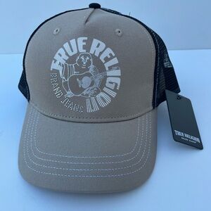 True Religion Trucker Hat SnapBack Travertine Buddha Foil NWT